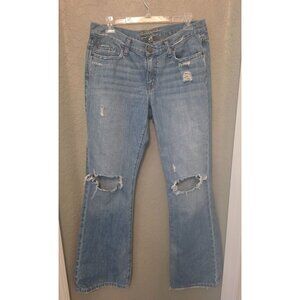 Vtg Abercrombie & Fitch Ladies Light Wash Distressed Flare Leg Jeans 10 L